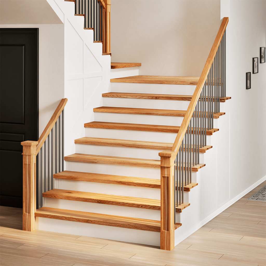 Trappetrinn 2 stk lysebrun 120x30x2 cm heltre eik