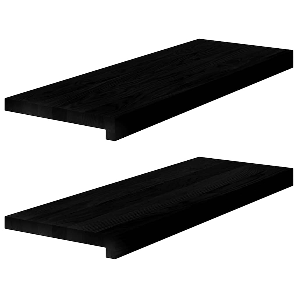 Trappetrinn 2 stk brunsvart 70x25x2 cm heltre eik