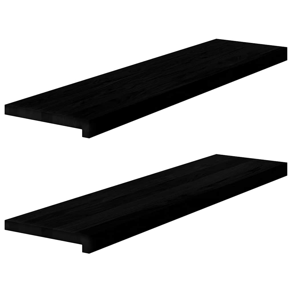 Trappetrinn 2 stk brunsvart 100x25x2 cm heltre eik