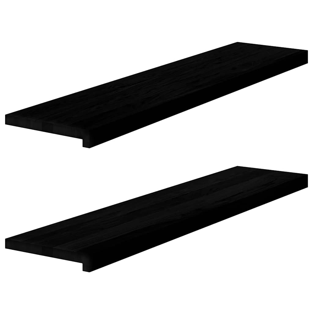 Trappetrinn 2 stk brunsvart 110x25x2 cm heltre eik