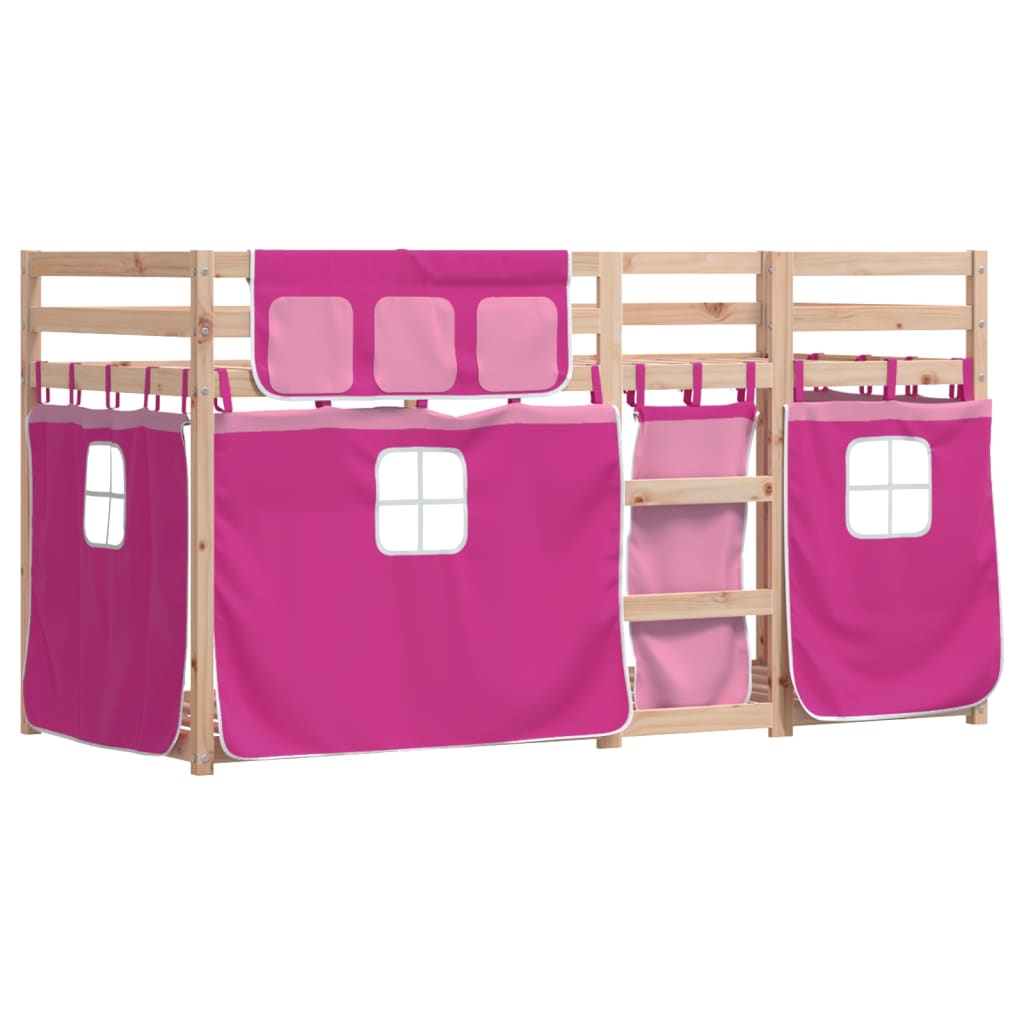 Køyeseng med gardiner rose 90x200 cm heltre furu