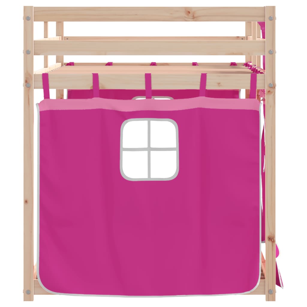 Køyeseng med gardiner rose 90x200 cm heltre furu