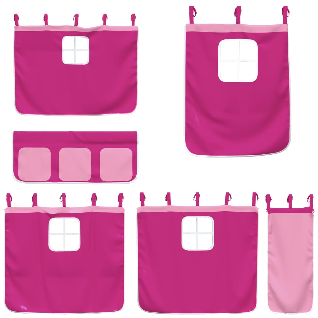 Køyeseng med gardiner rose 80x200 cm heltre furu