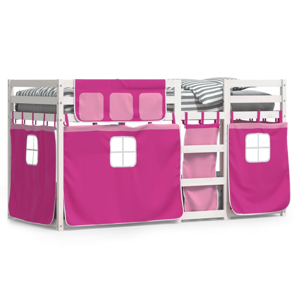 Køyeseng med gardiner rose 80x200 cm heltre furu