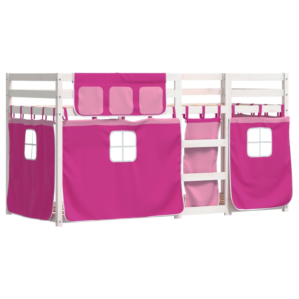 Køyeseng med gardiner rose 80x200 cm heltre furu