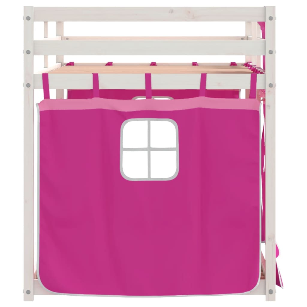 Køyeseng med gardiner rose 80x200 cm heltre furu