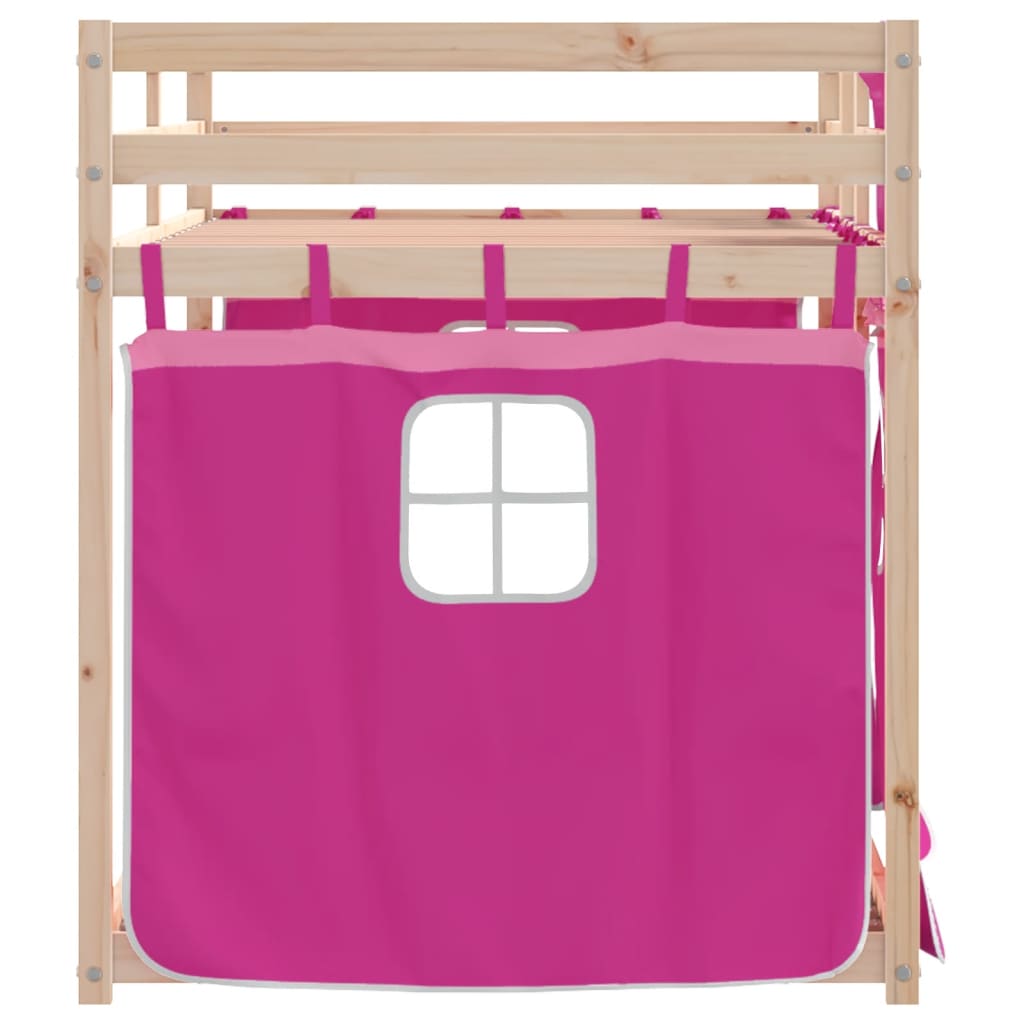 Køyeseng med gardiner rose 90x190 cm heltre furu