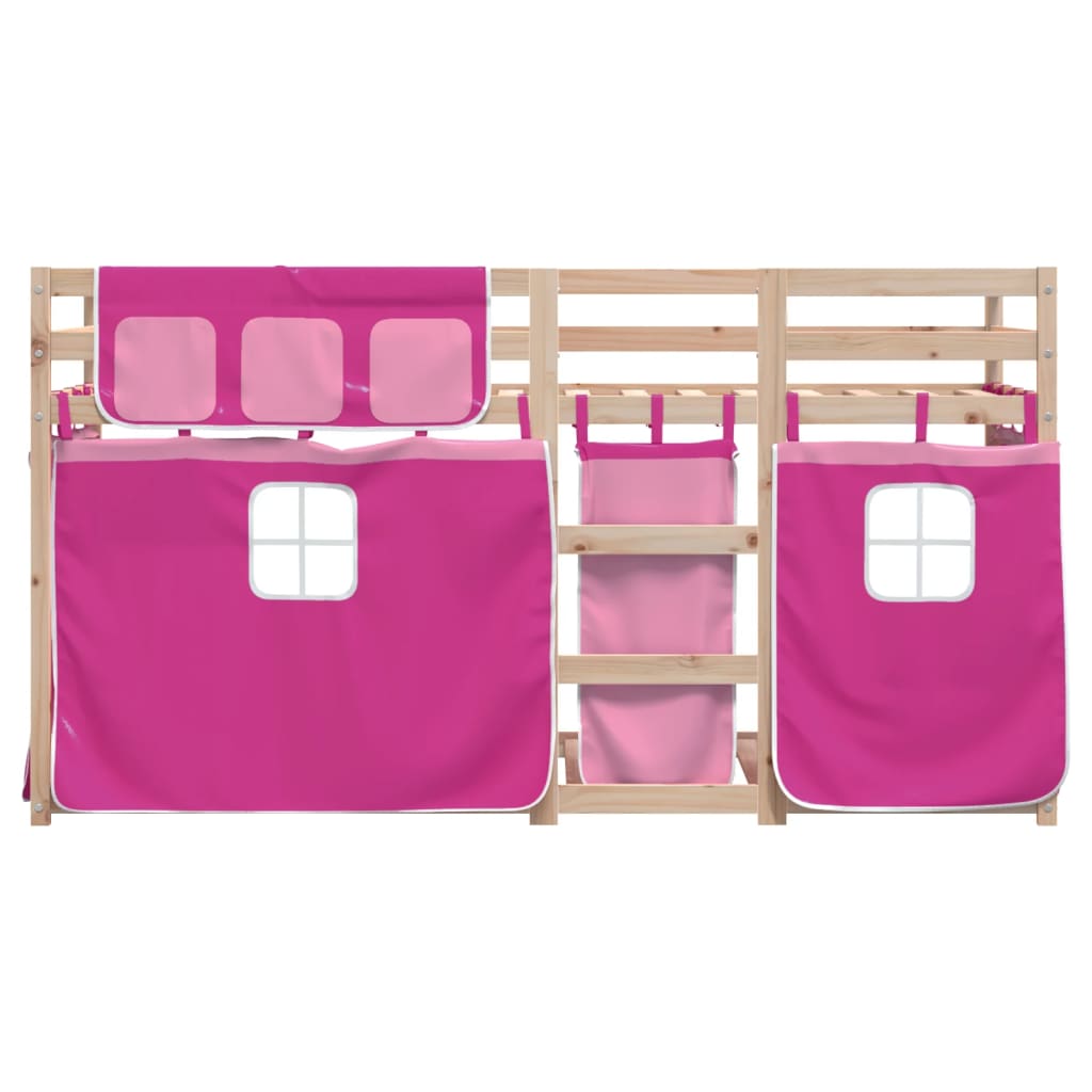 Køyeseng med gardiner rose 90x190 cm heltre furu