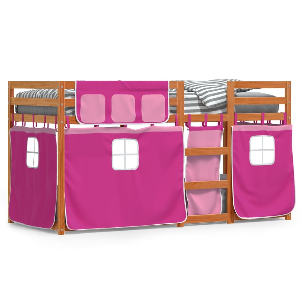 Køyeseng med gardiner rose 90x200 cm heltre furu