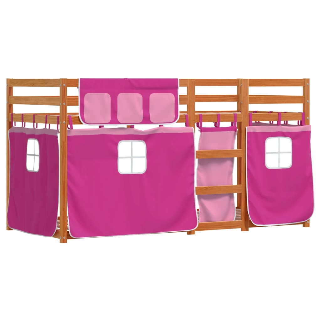 Køyeseng med gardiner rose 90x200 cm heltre furu