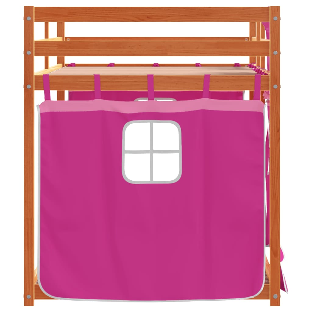 Køyeseng med gardiner rose 90x190 cm heltre furu