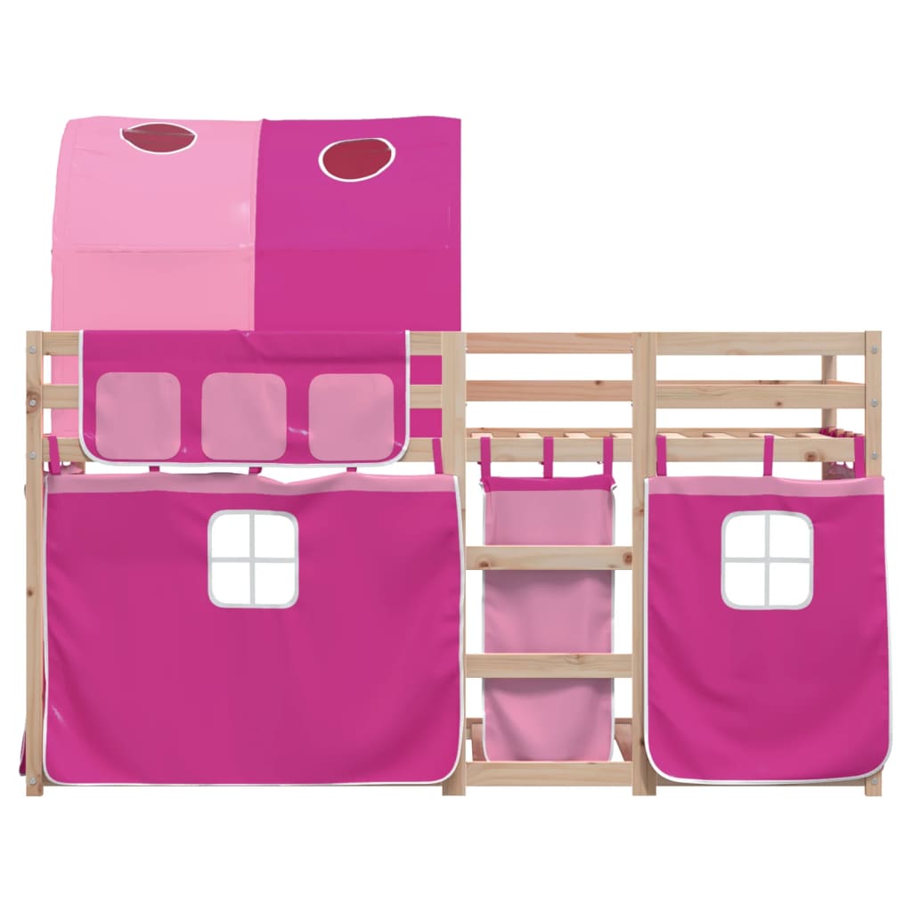 Køyeseng med gardiner rose 75x190 cm heltre furu