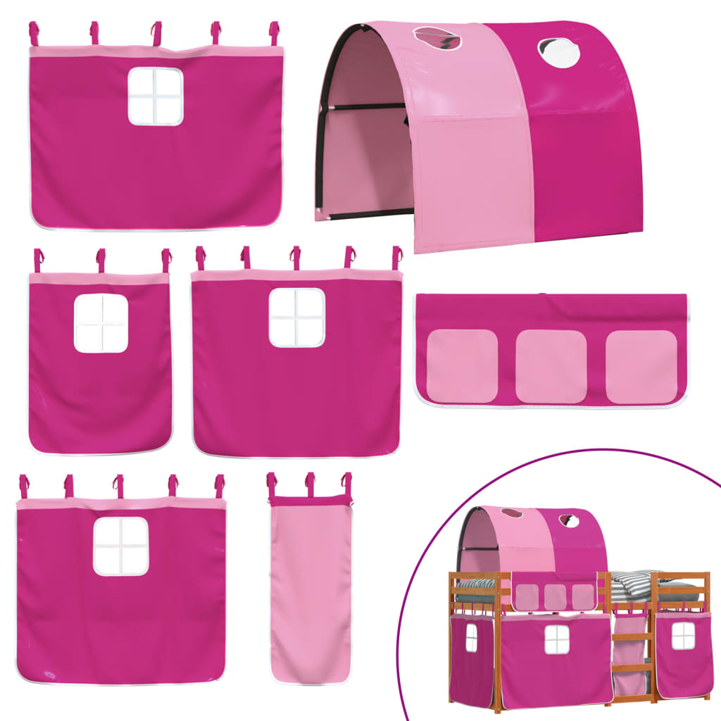 Køyeseng med gardiner rose 75x190 cm heltre furu