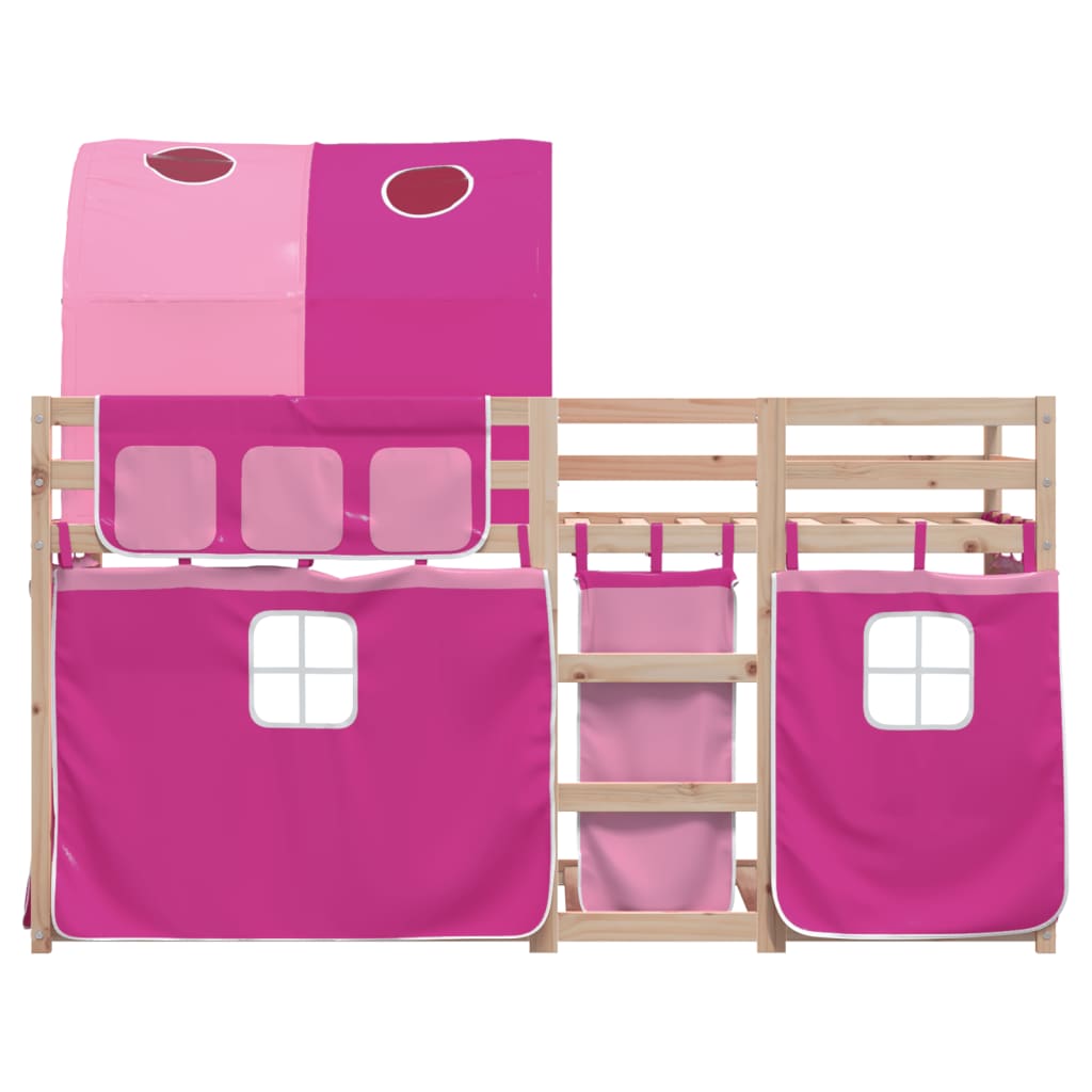 Køyeseng med gardiner rose 90x200 cm heltre furu