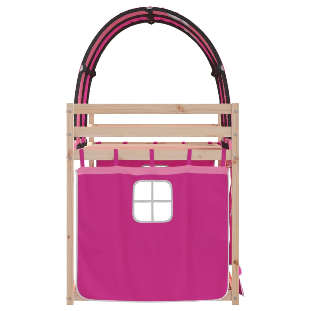 Køyeseng med gardiner rose 90x200 cm heltre furu