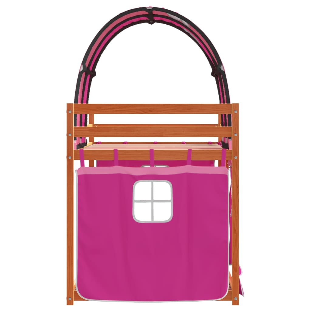 Køyeseng med gardiner rose 90x200 cm heltre furu