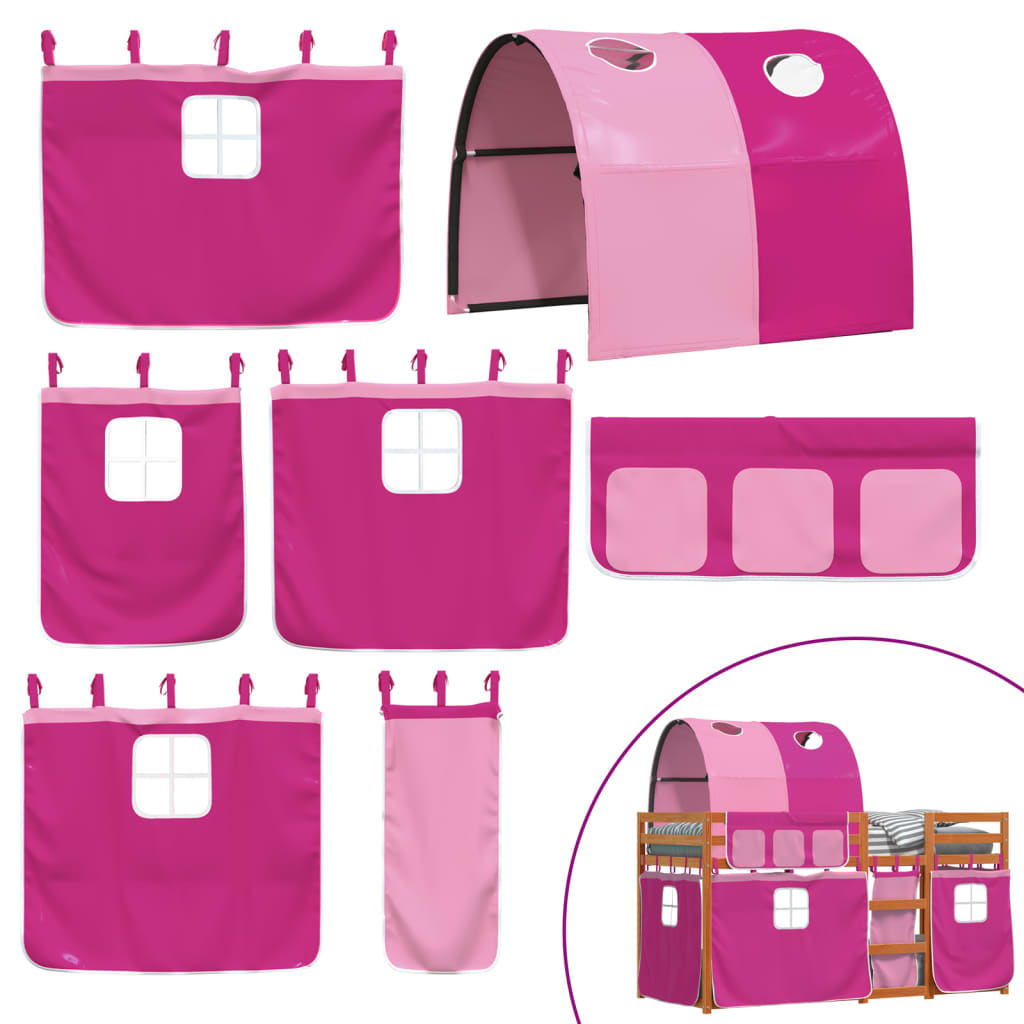 Køyeseng med gardiner rose 90x200 cm heltre furu