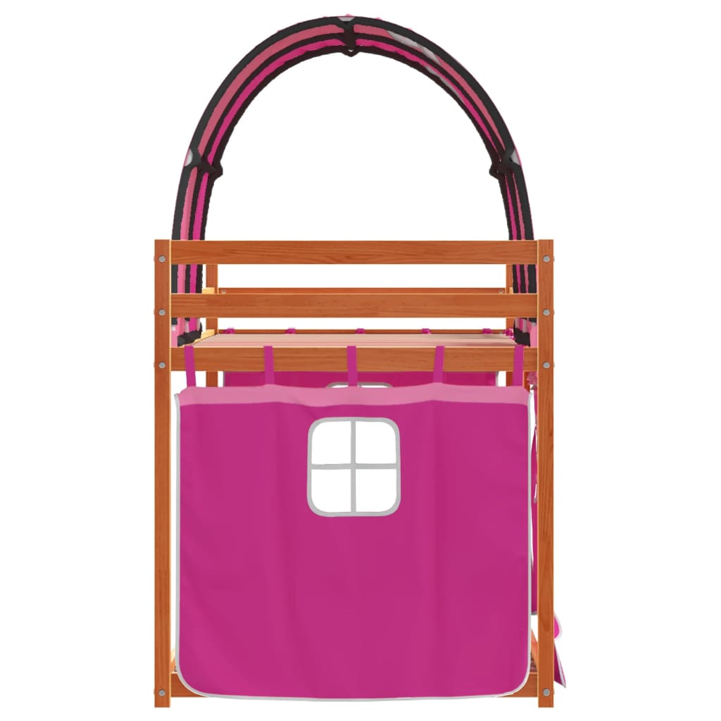 Køyeseng med gardiner rose 90x190 cm heltre furu