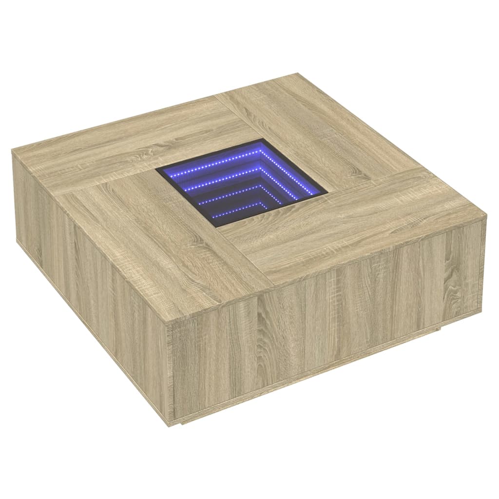 Salongbord med Infinity LED sonoma eik 100x100x40 cm