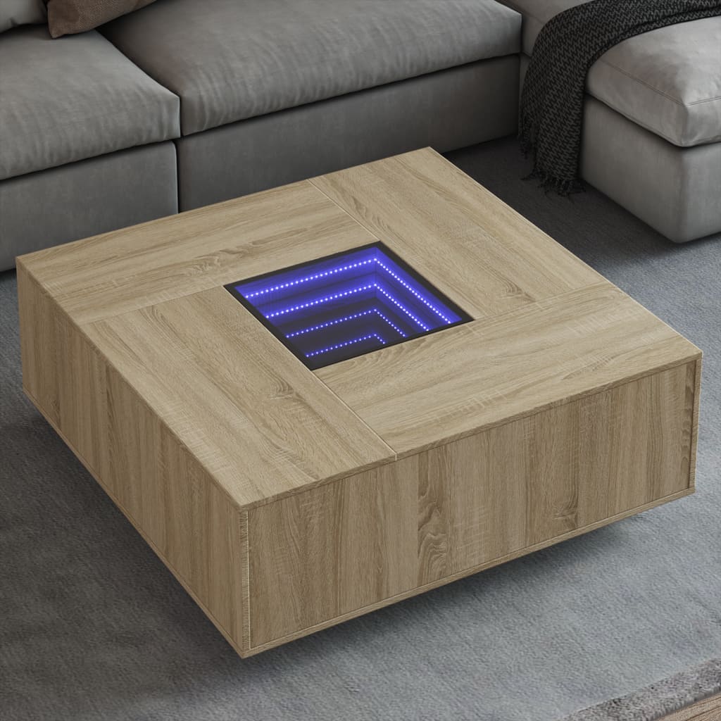 Salongbord med Infinity LED sonoma eik 100x100x40 cm