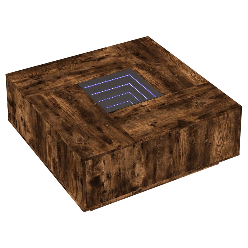Salongbord med Infinity LED røkt eik 100x100x40 cm