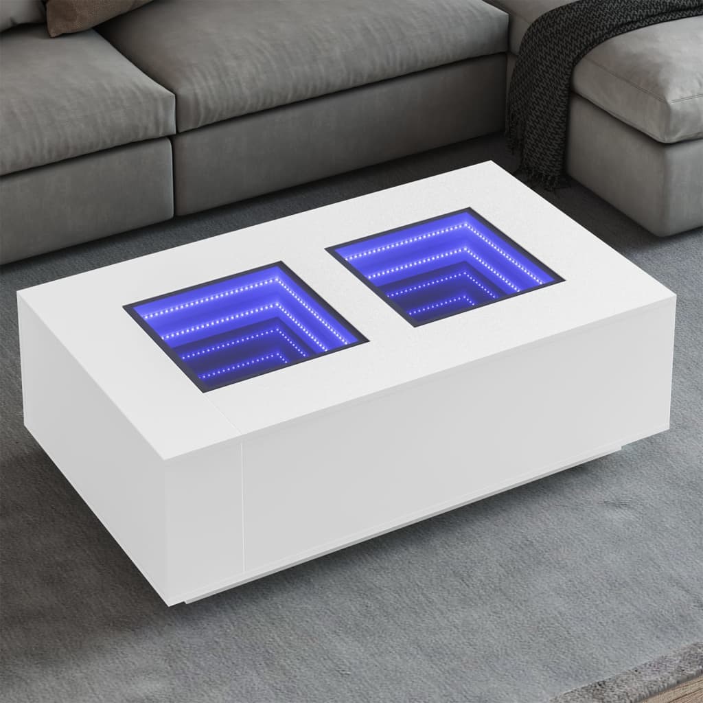 Salongbord med Infinity LED hvit 116x69x40 cm