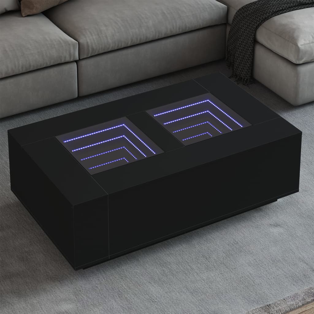 Salongbord med Infinity LED svart 116x69x40 cm