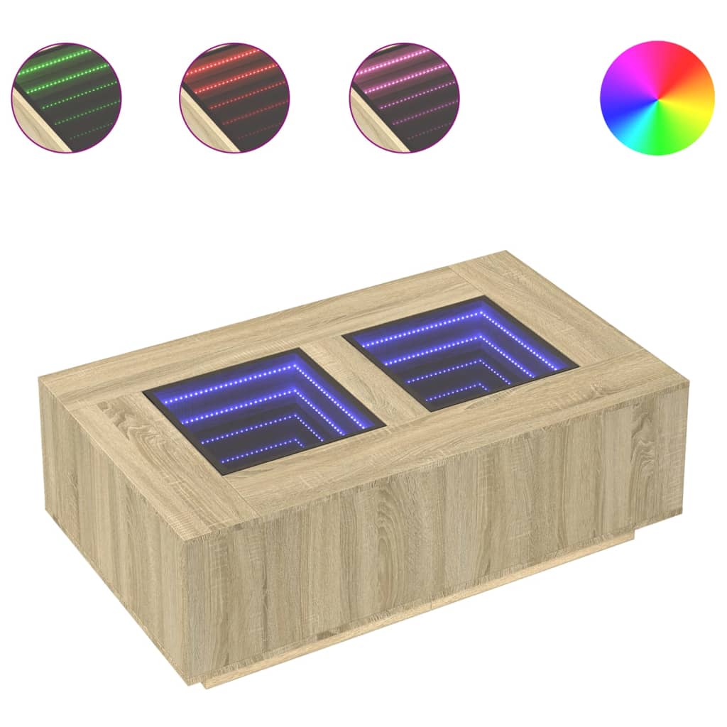 Salongbord med Infinity LED sonoma eik 116x69x40 cm