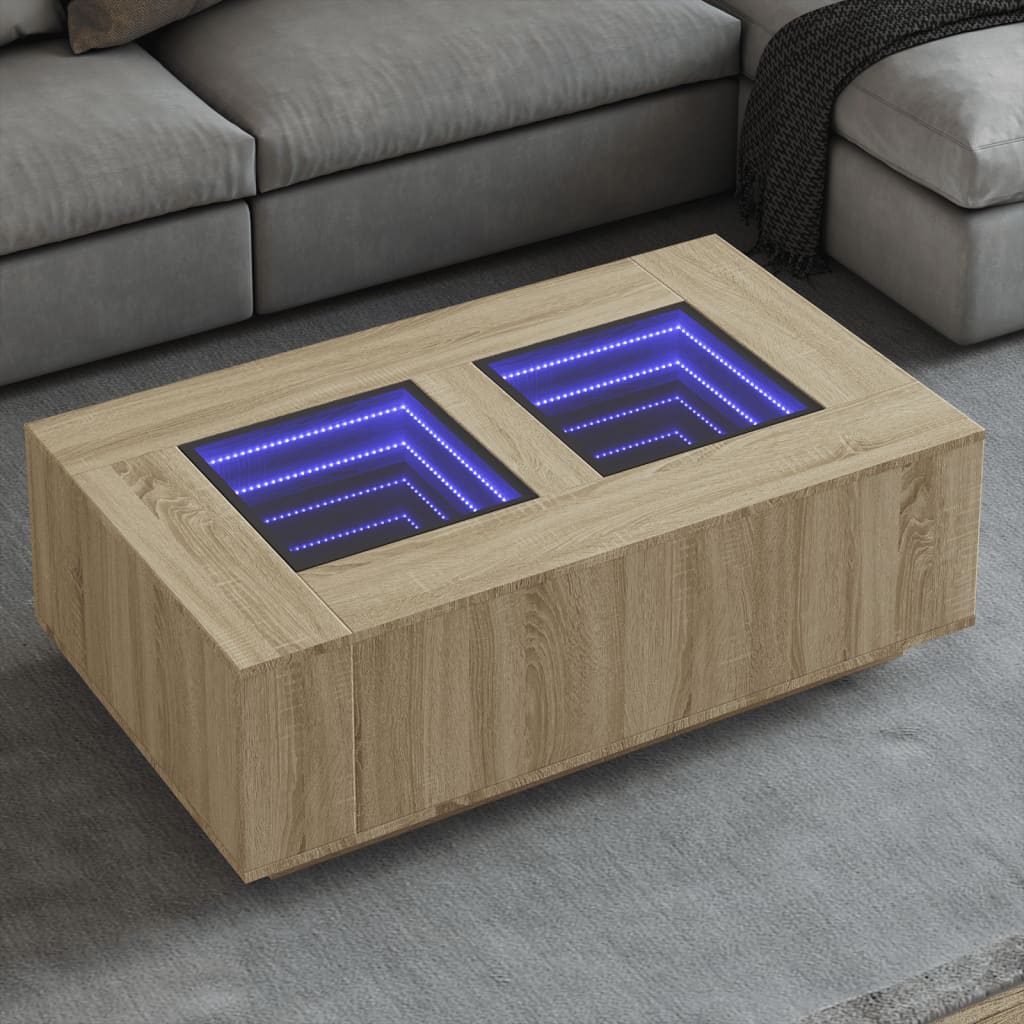 Salongbord med Infinity LED sonoma eik 116x69x40 cm
