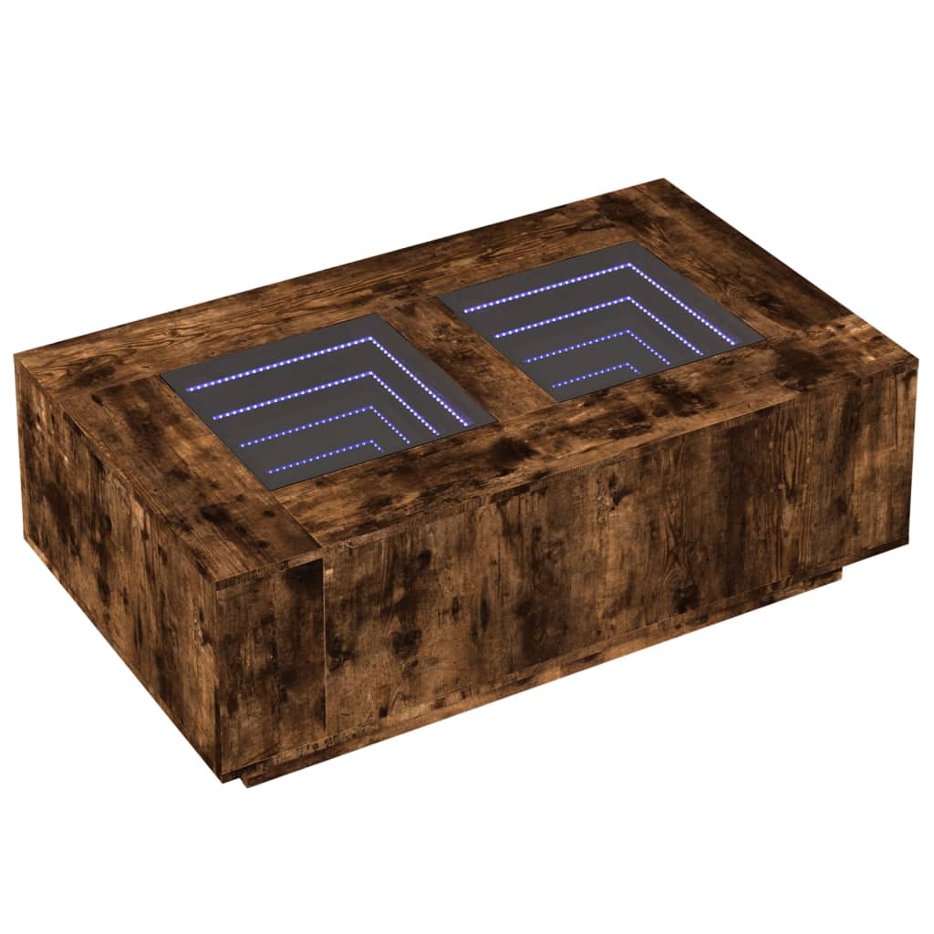Salongbord med Infinity LED røkt eik 116x69x40 cm