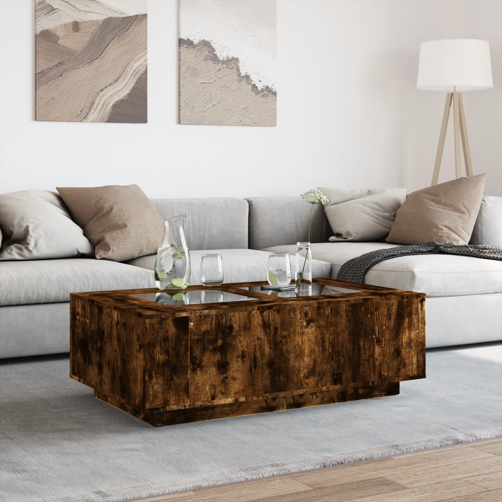 Salongbord med Infinity LED røkt eik 116x69x40 cm