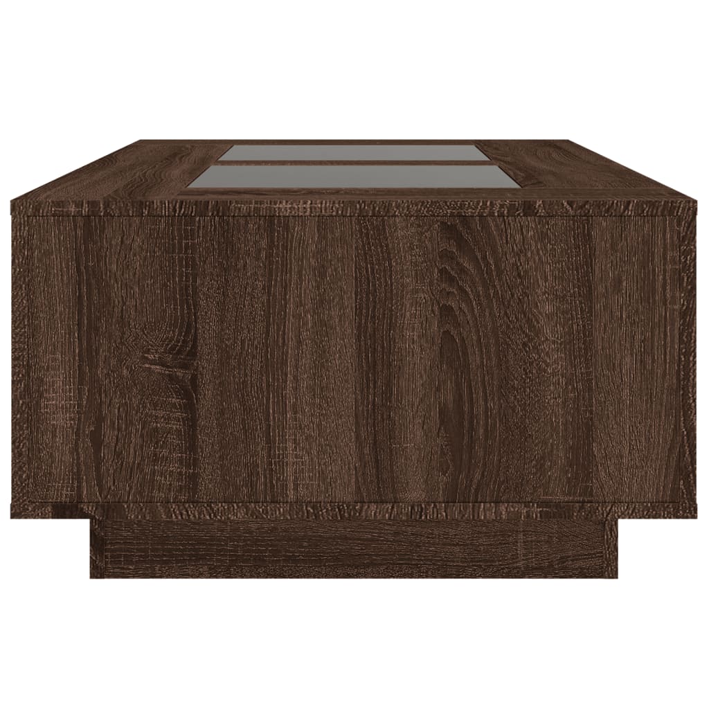 Salongbord med Infinity LED brun eik 116x69x40 cm