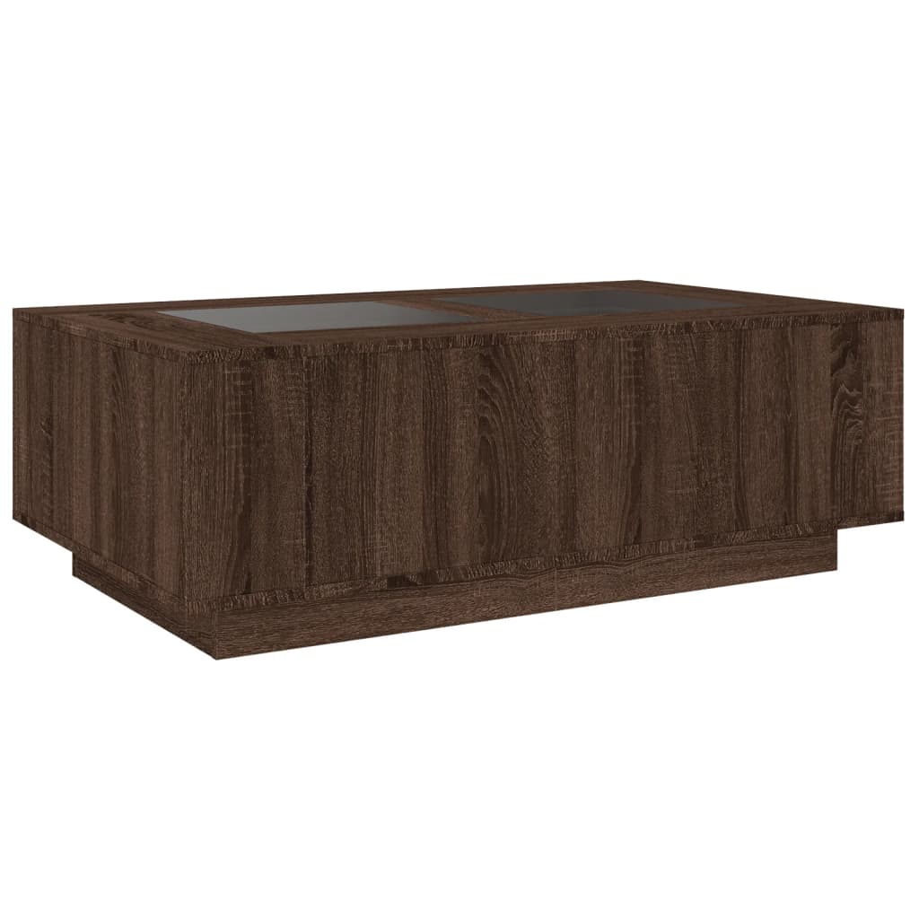 Salongbord med Infinity LED brun eik 116x69x40 cm
