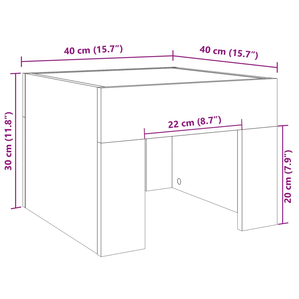 Salongbord med Infinity LED sonoma eik 40x40x30 cm