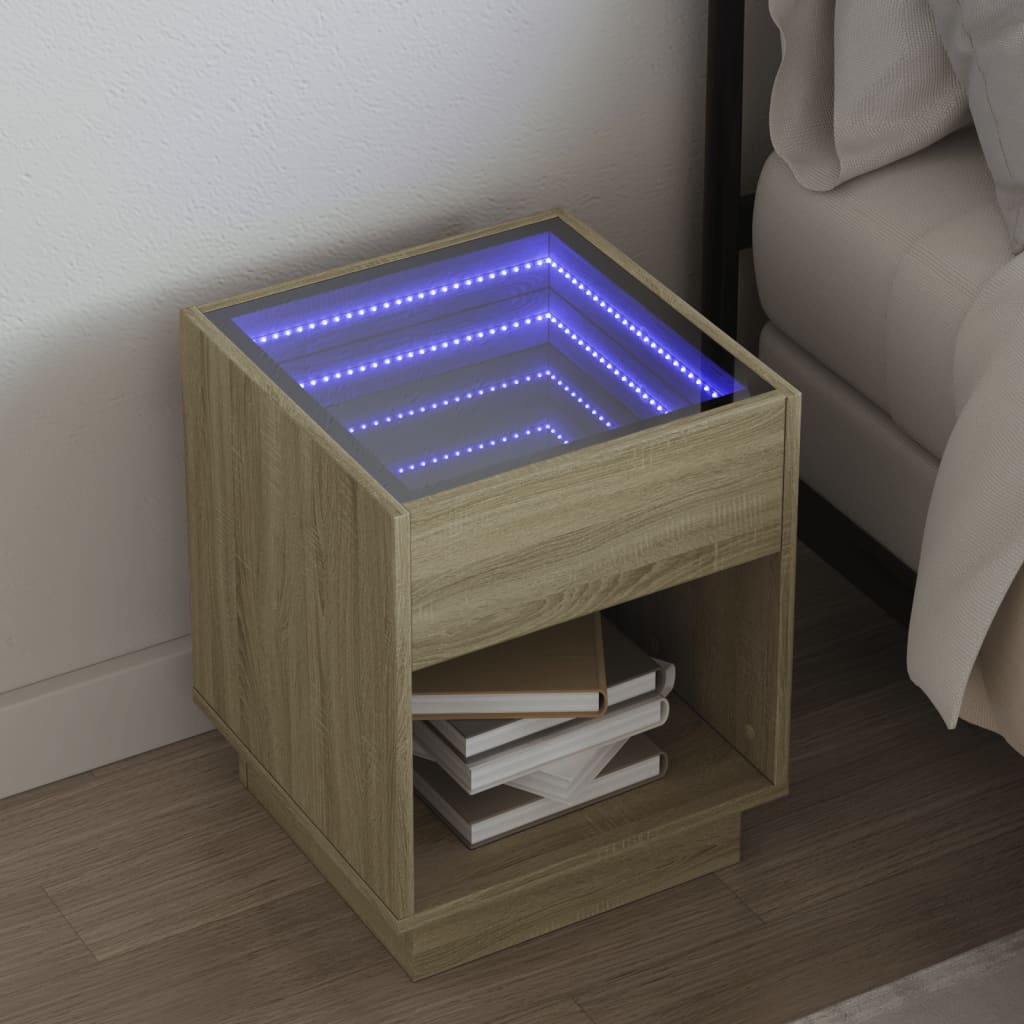 Salongbord med Infinity LED sonoma eik 40x40x50 cm