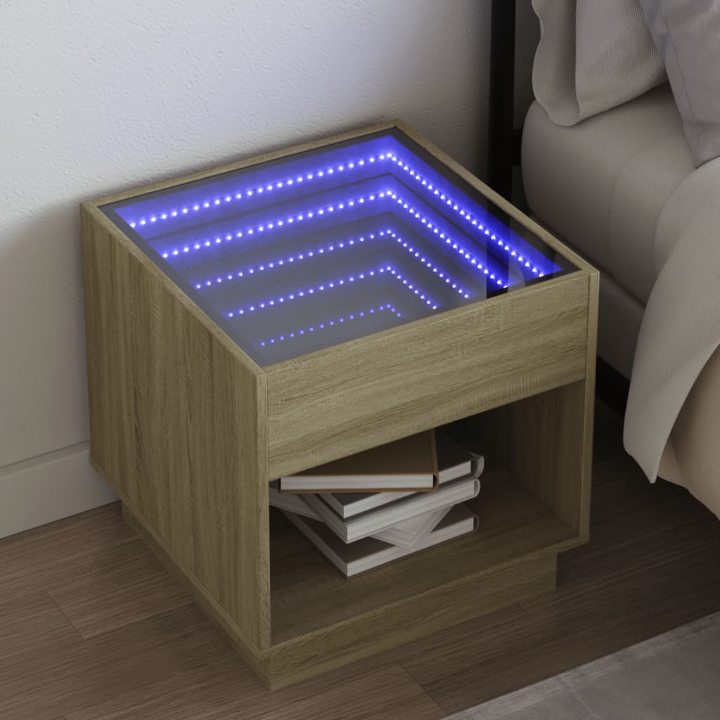 Salongbord med Infinity LED sonoma eik 50x50x50 cm