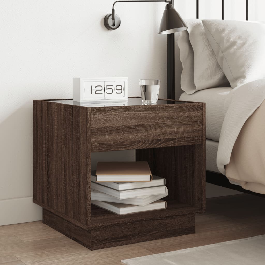 Salongbord med Infinity LED brun eik 50x50x50 cm
