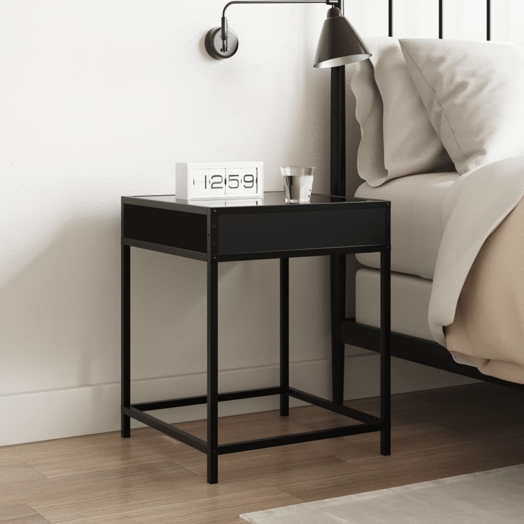 Salongbord med Infinity LED svart 40x40x51 cm