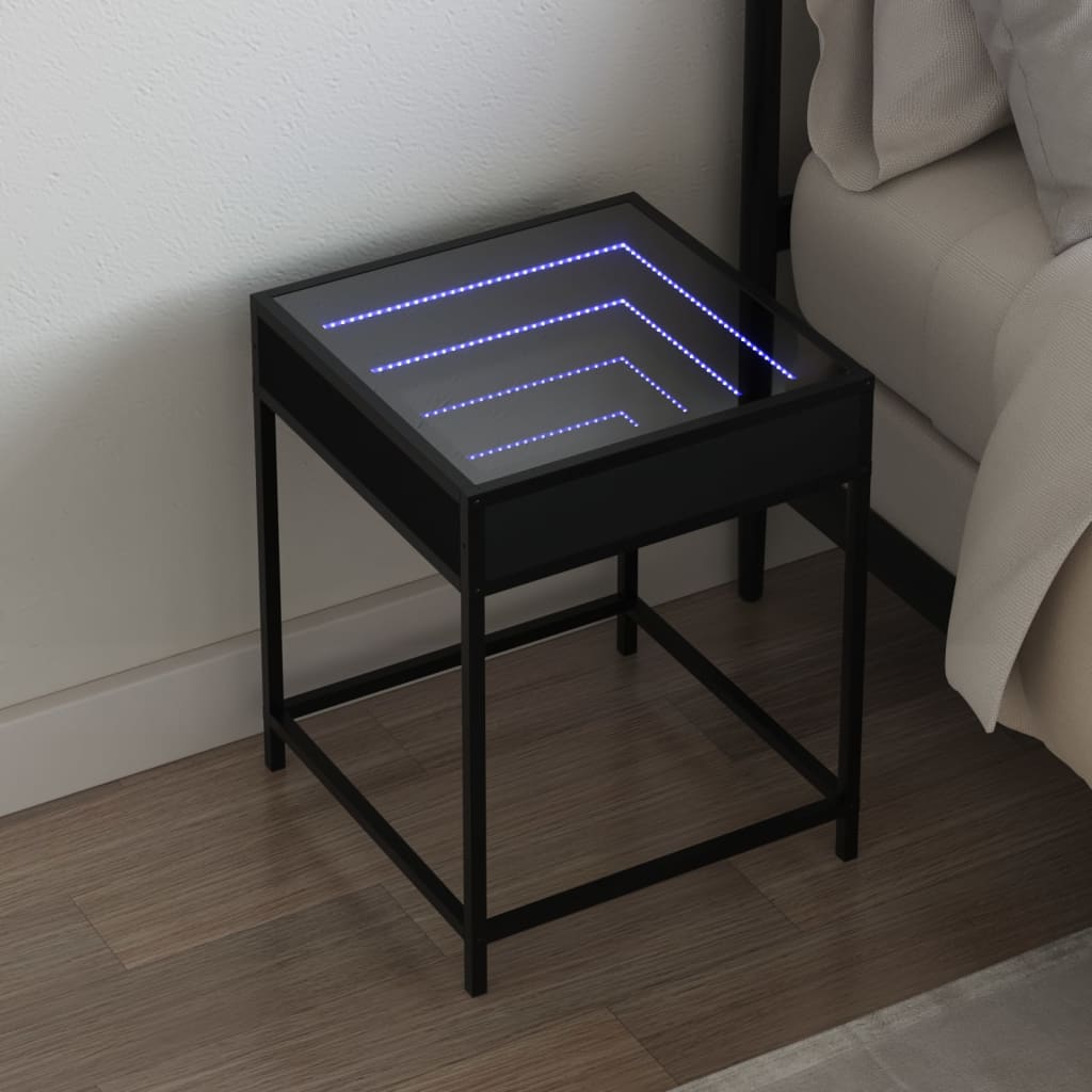 Salongbord med Infinity LED svart 40x40x51 cm