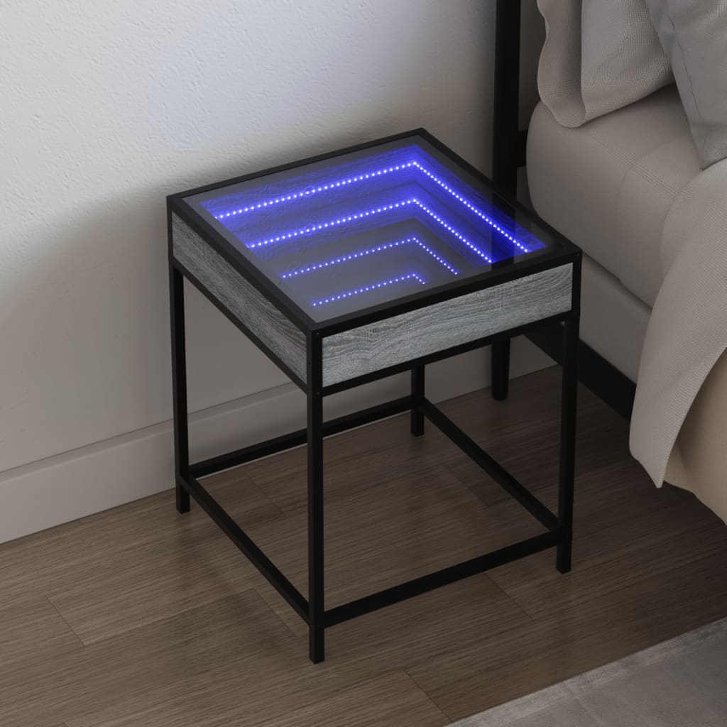 Salongbord med Infinity LED grå sonoma 40x40x51 cm
