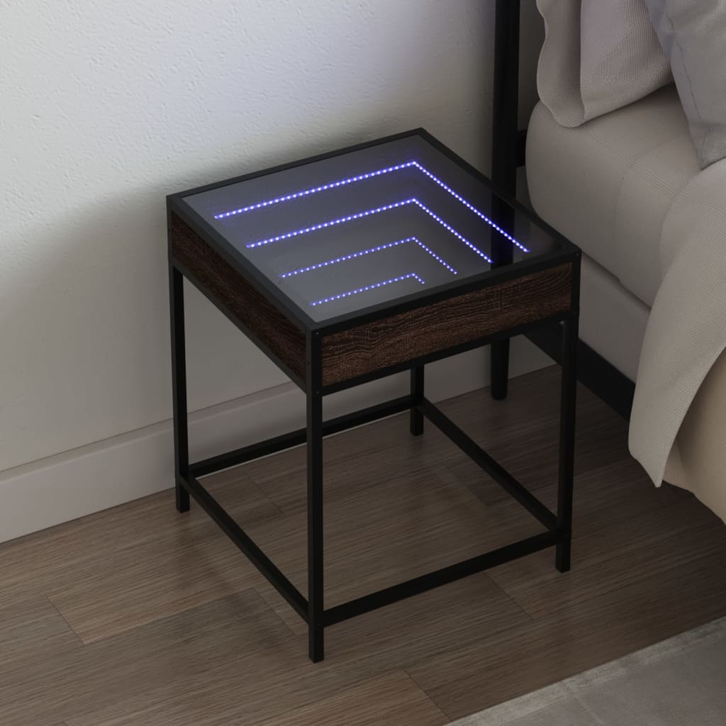 Salongbord med Infinity LED brun eik 40x40x51 cm