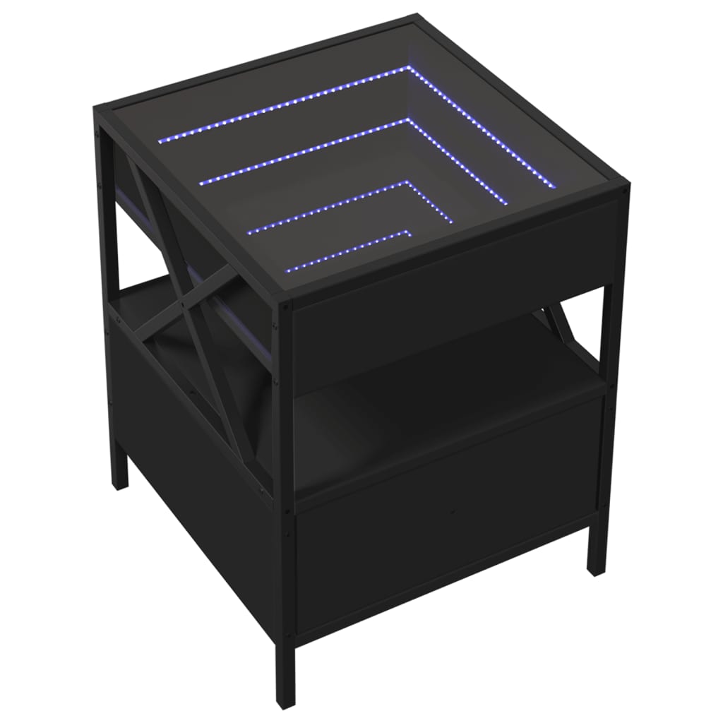 Salongbord med Infinity LED svart 40x40x51 cm