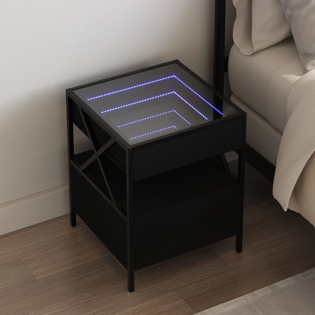 Salongbord med Infinity LED svart 40x40x51 cm