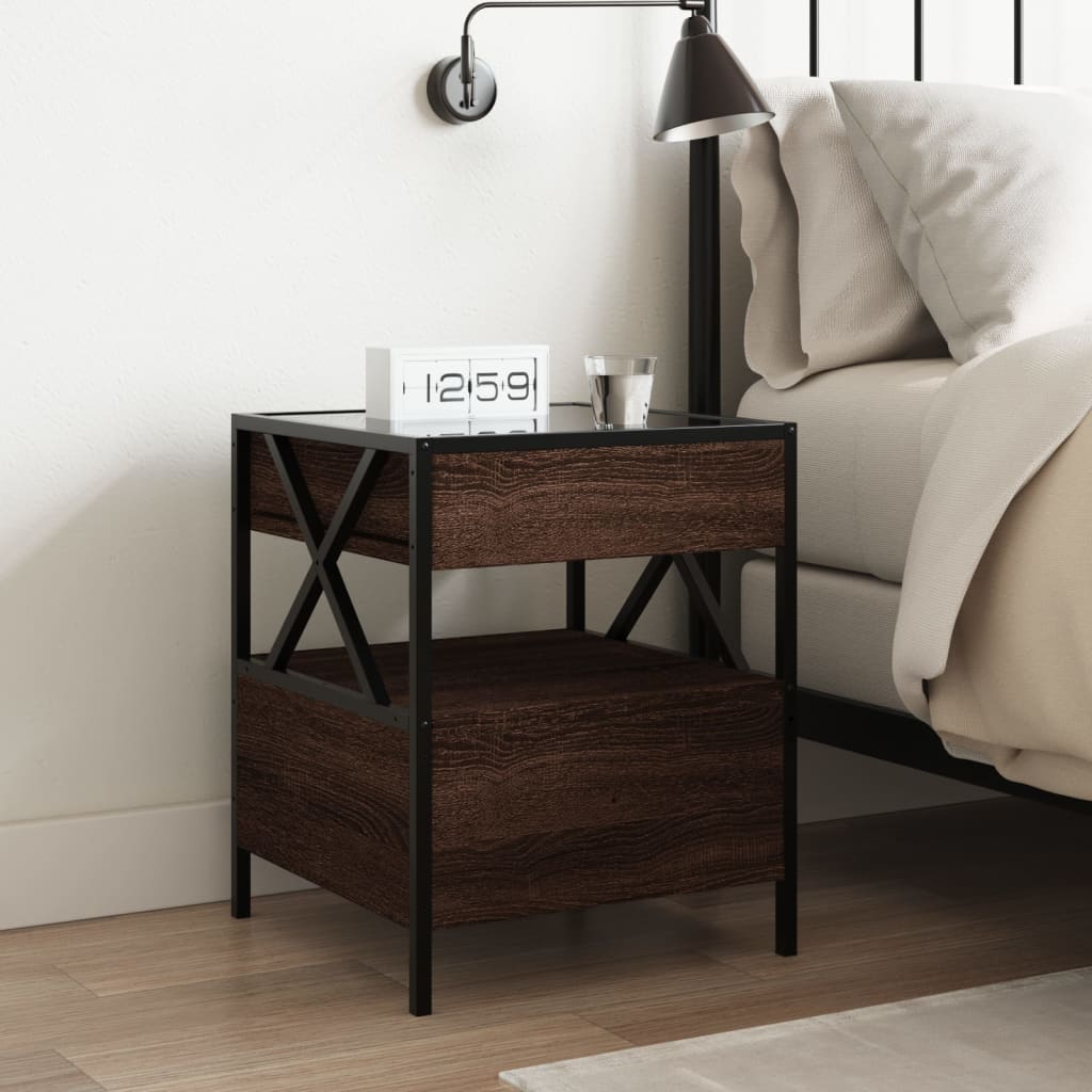 Salongbord med Infinity LED brun eik 40x40x51 cm