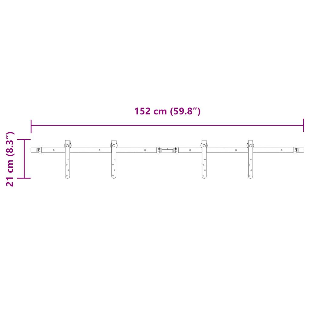 Skyvedørsett for skap 152 cm karbonstål