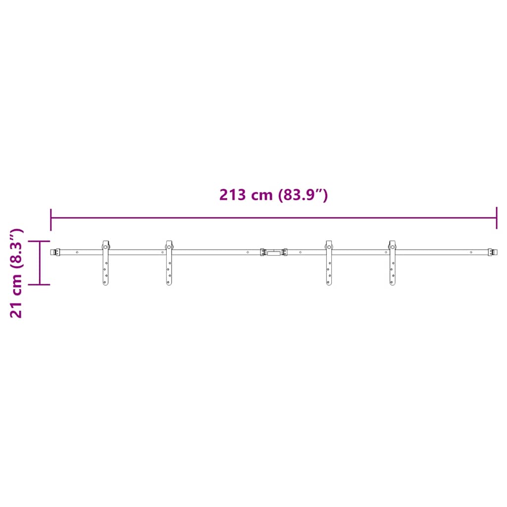Skyvedørsett for skap 213 cm karbonstål