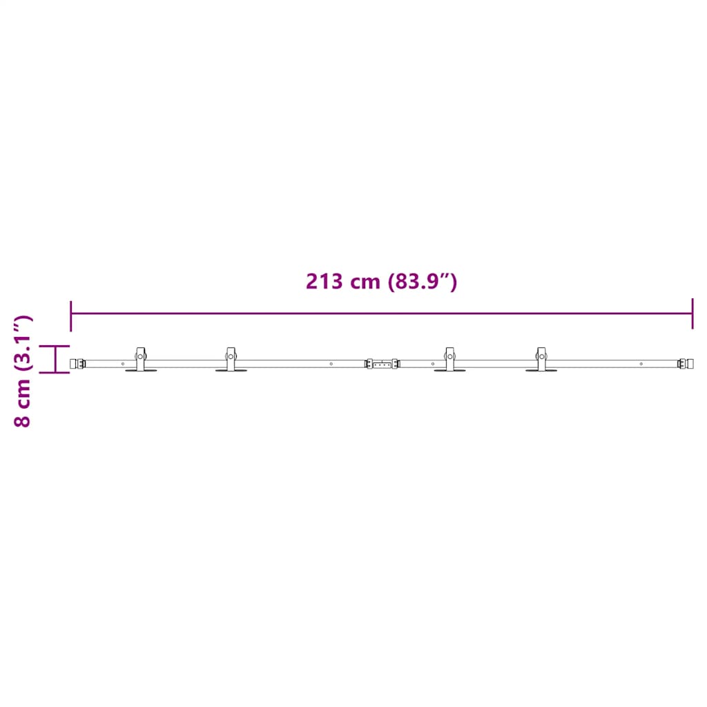 Skyvedørsett for skap 213 cm karbonstål