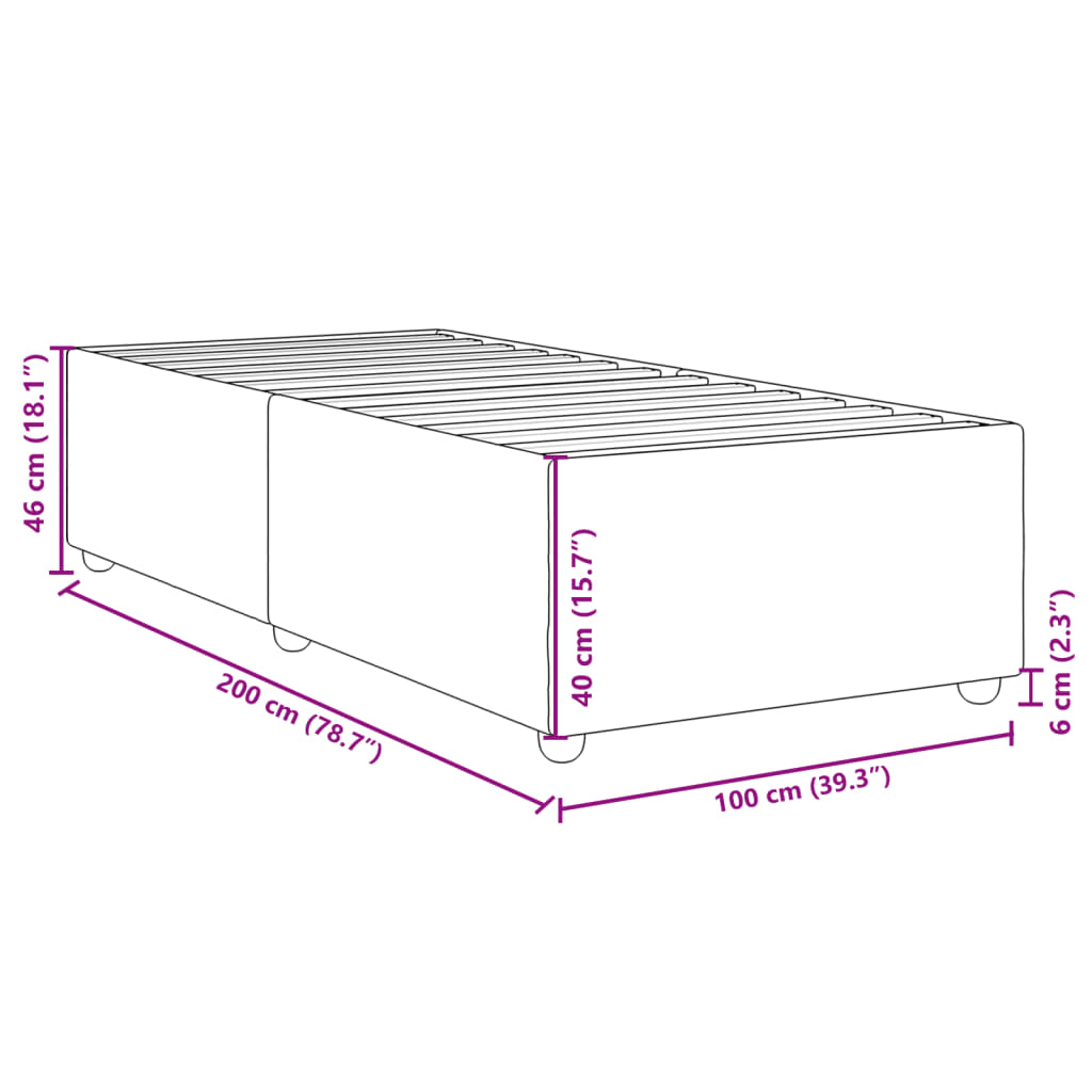 Sengeramme gråbrun 100x200 cm stoff