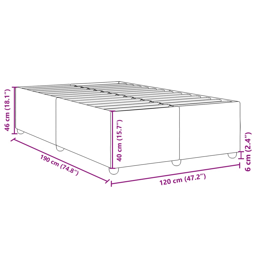 Sengeramme svart 120x190 cm stoff