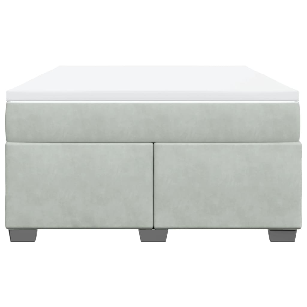Seng med madrass boksfjær lysegrå 140x200 cm fløyel